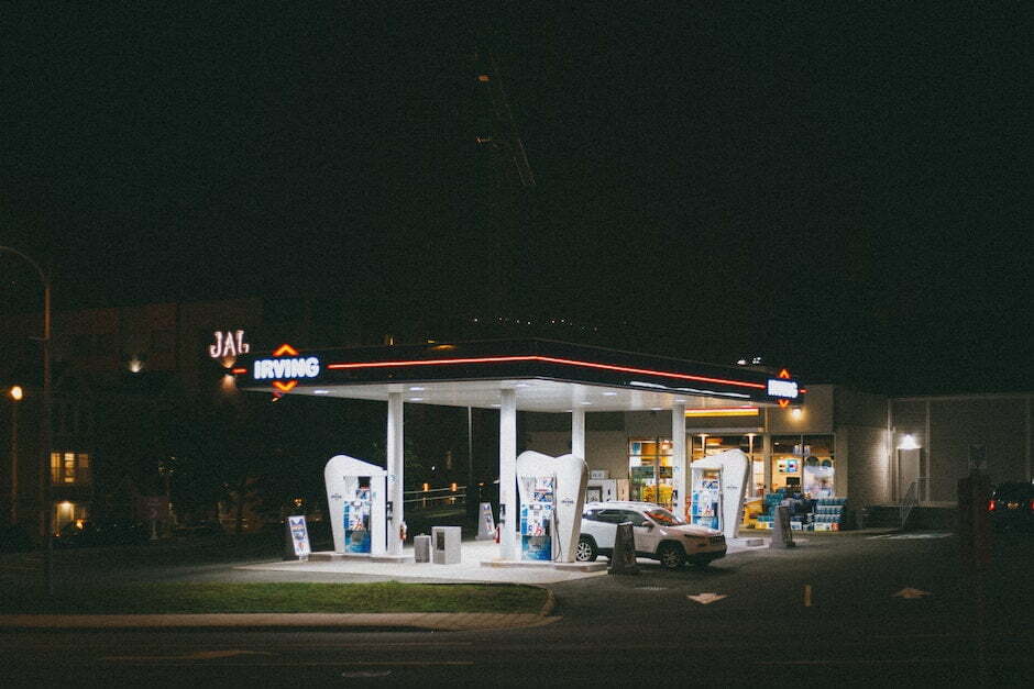 White Car at a Gasoline Station