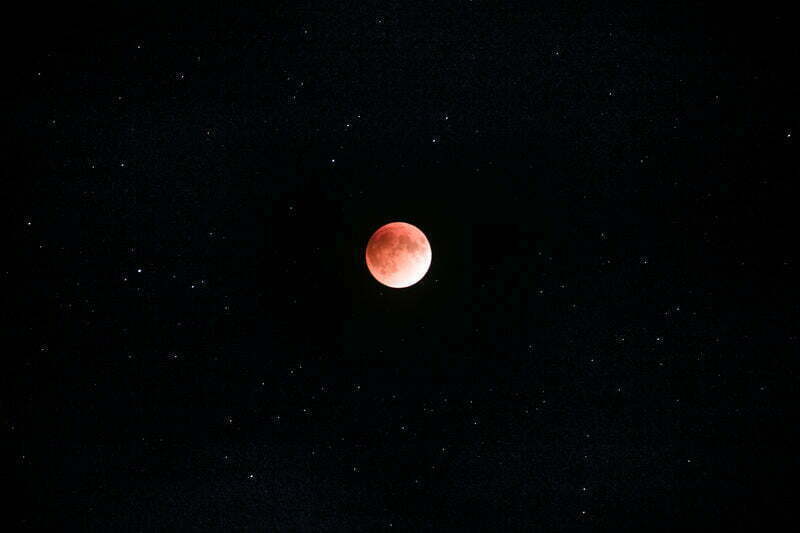 red moon and stars